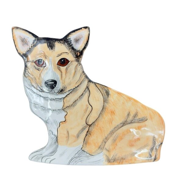 Vintage 1990s Dogs by Nina Corgi Vase Planter Discontinued Edition Ceramic Large - Picture 1 of 15